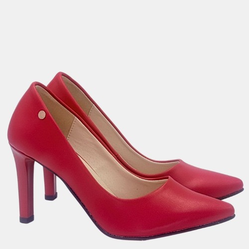 Szpilki czerwone licowe Zan Zara na obcasie 8 cm
