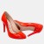 Eleganckie szpilki pomarańczowe BRAVO MODA – skóra lakierowana, obcas 9 cm