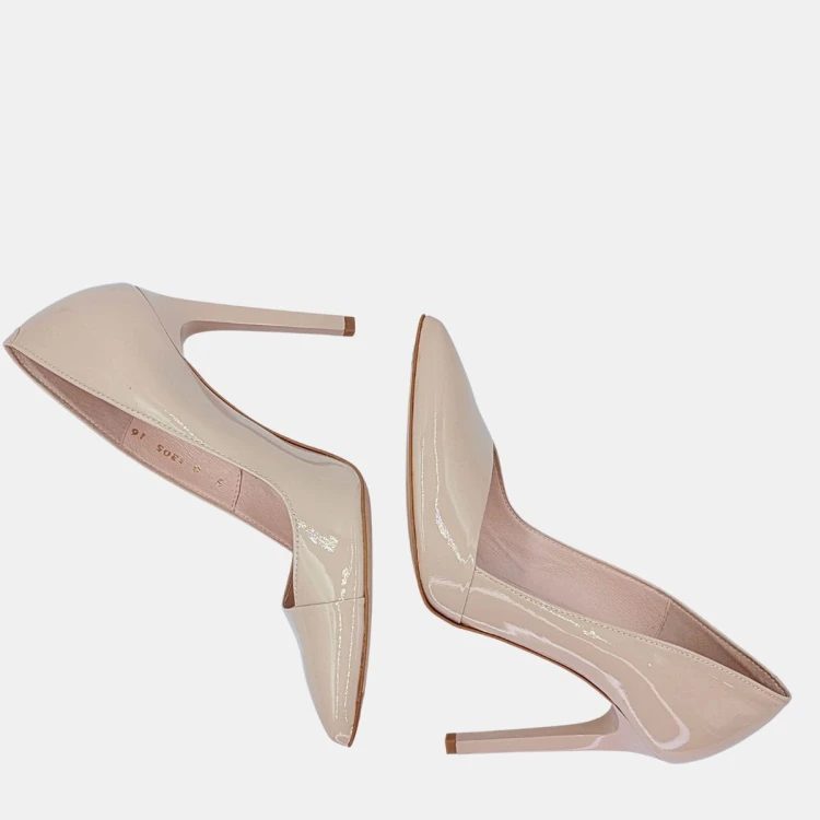 Eleganckie szpilki pudrowy róż lakierowane – skóra naturalna 10,5 cm BRAVO MODA