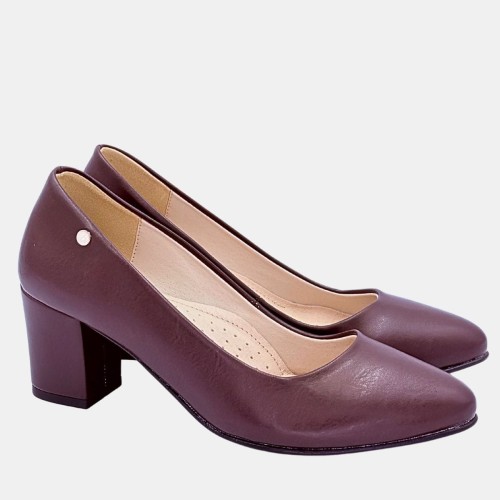 Brązowe czółenka Zan Zara – skóra licowa ekologiczna, obcas 6 cm