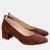 Brązowe czółenka ZAN ZARA – zamszowa ekoskóra, klocek 4 cm, wcięcie