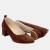Brązowe czółenka ZAN ZARA – zamszowa ekoskóra, klocek 4 cm, wcięcie