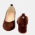 Brązowe czółenka ZAN ZARA – zamszowa ekoskóra, klocek 4 cm, wcięcie