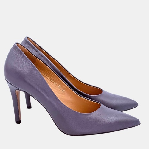 Grafitowe szpilki CARBON 5 ANIS – skóra naturalna, obcas 9 cm, szpic