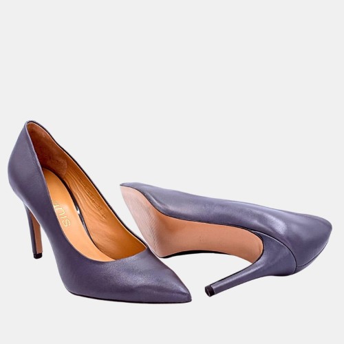 Grafitowe szpilki CARBON 5 ANIS – skóra naturalna, obcas 9 cm, szpic