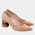 Beżowe czółenka BRAVO MODA – zamsz naturalny, kolorowy klocek 6 cm