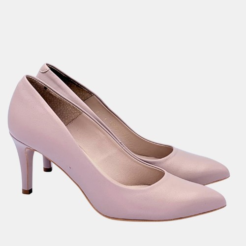 Beżowe szpilki BRAVO MODA – skóra naturalna, obcas 7 cm, szpic