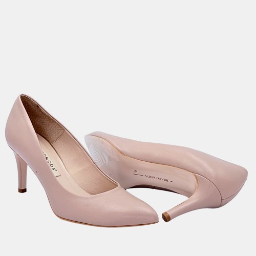 Beżowe szpilki BRAVO MODA – skóra naturalna, obcas 7 cm, szpic