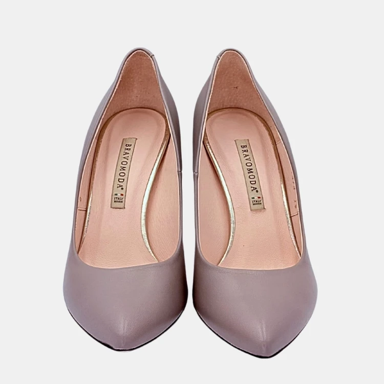 Beżowe klasyczne szpilki BRAVO MODA – skóra naturalna, obcas 9 cm