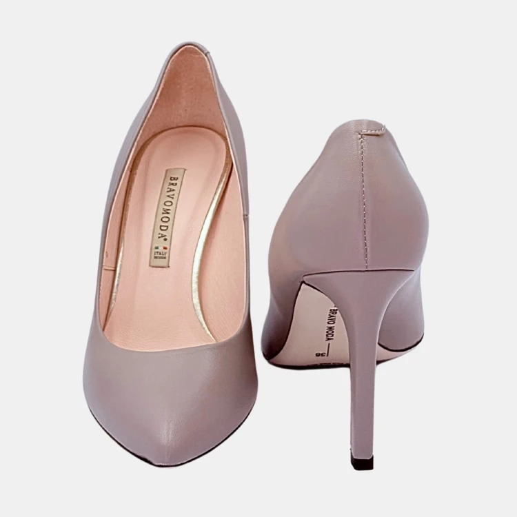 Beżowe klasyczne szpilki BRAVO MODA – skóra naturalna, obcas 9 cm