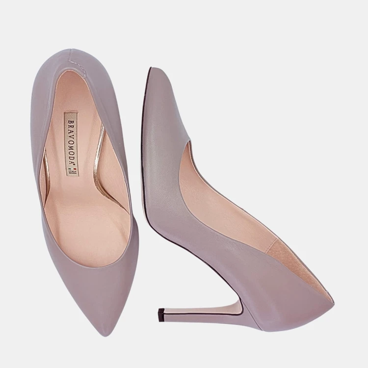 Beżowe klasyczne szpilki BRAVO MODA – skóra naturalna, obcas 9 cm