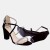 Eleganckie Czarne Sandały Damskie z Cyrkoniami i Obcasem Klocek 8,5 cm - STYLOWA PARA
