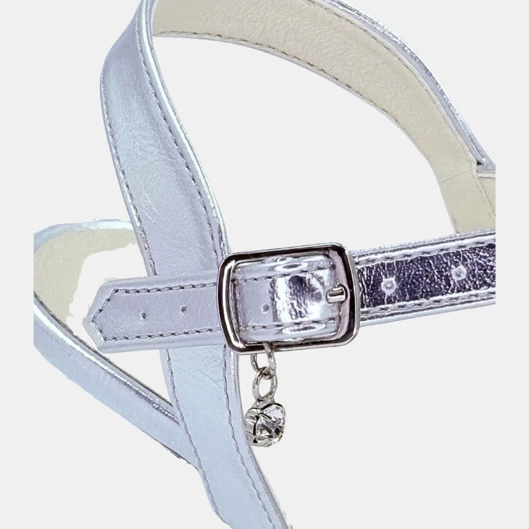 Sandały damskie STYLOWA PARA srebrne z brokatem, szpilka 10 cm
