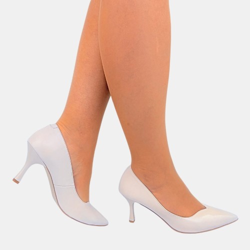 Beżowe czółenka damskie STYLOWA PARA na szpilce 7,5 cm z wcięciem