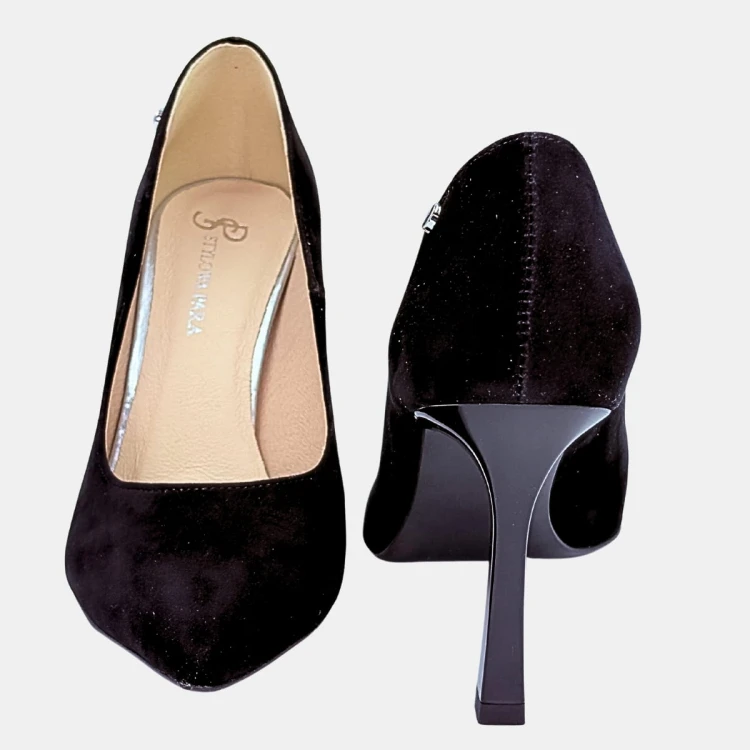 Czarne klasyczne szpilki z wysokiej jakości zamszu STYLOWA PARA – 9 cm obcas
