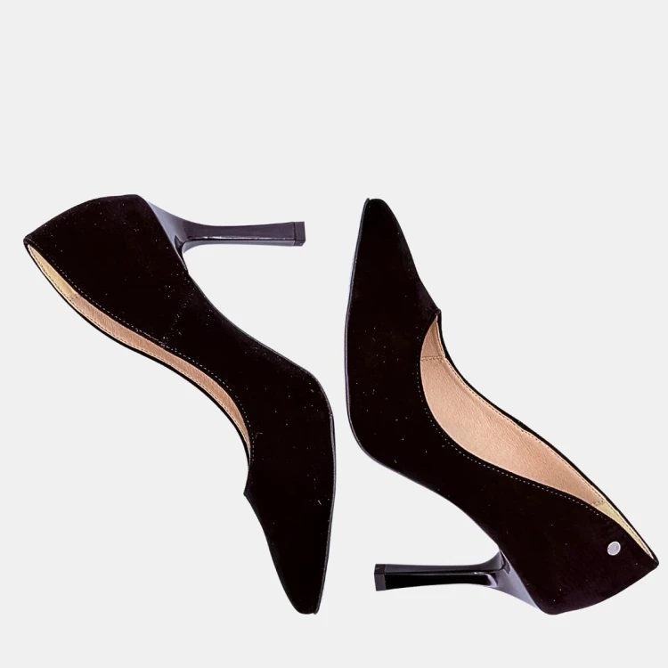 Czarne klasyczne szpilki z wysokiej jakości zamszu STYLOWA PARA – 9 cm obcas