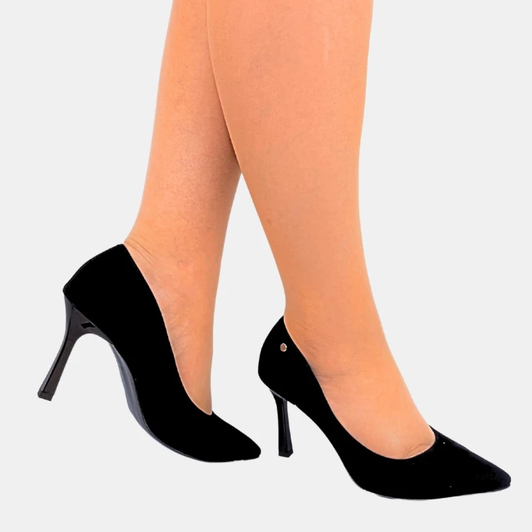 Czarne klasyczne szpilki z wysokiej jakości zamszu STYLOWA PARA – 9 cm obcas
