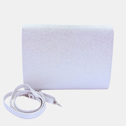 Srebrna kopertówka Stylowa Para Rimini z paskiem – elegancka torebka ślubna i wieczorowa