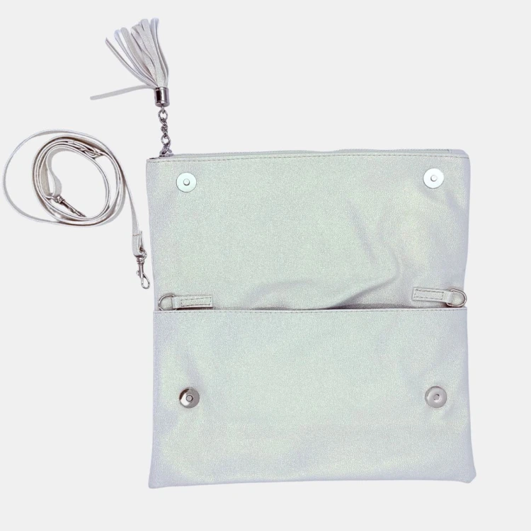 Kopertówka jasne złoto Stylowa Para Glass z paskiem – elegancka torebka ślubna i wieczorowa (