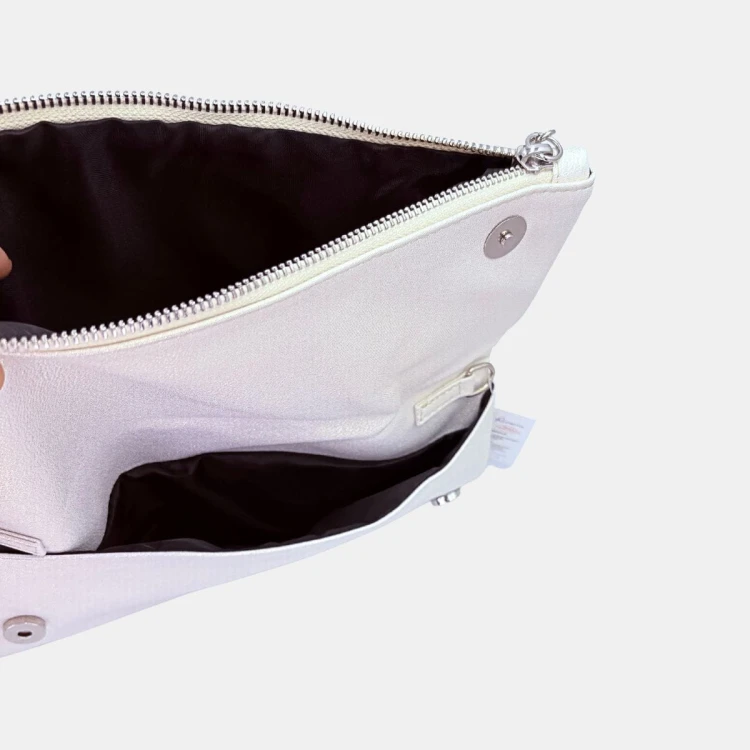 Kopertówka jasne złoto Stylowa Para Glass z paskiem – elegancka torebka ślubna i wieczorowa (