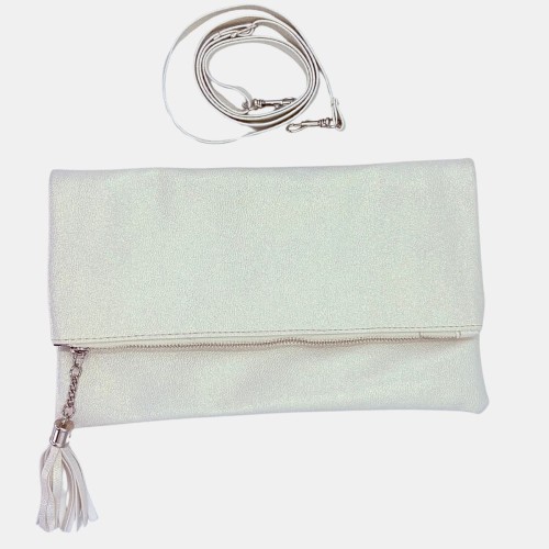 Kopertówka jasne złoto Stylowa Para Glass z paskiem – elegancka torebka ślubna i wieczorowa (