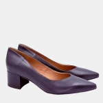 „Czarne czółenka Stylowa Para ze skóry naturalnej na klocku 4,5 cm”