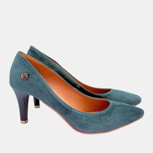 Zielone czółenka Prestige z naturalnego zamszu na szpilce 7 cm