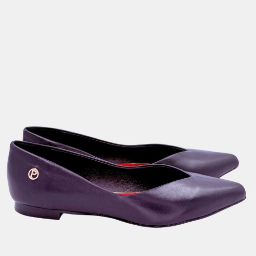 Czarne balerinki Prestige ze skóry naturalnej na niskim obcasie 1 cm