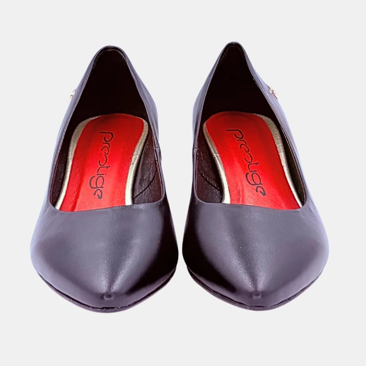 Czarne czółenka Prestige ze skóry naturalnej na obcasie 4 cm