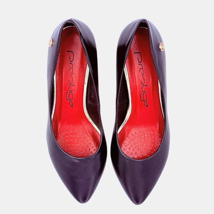 Czarne czółenka Prestige ze skóry naturalnej na obcasie 4 cm