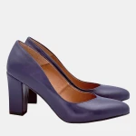 Granatowe czółenka skórzane na słupku 8 cm Stylowa Para