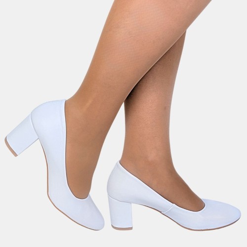 Ślubne czółenka białe licowe na klocku 691/4 Zan Zara