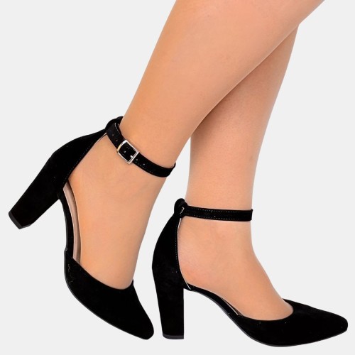 Czółenka czarne zamszowe na słupku 9 cm Zan Zara