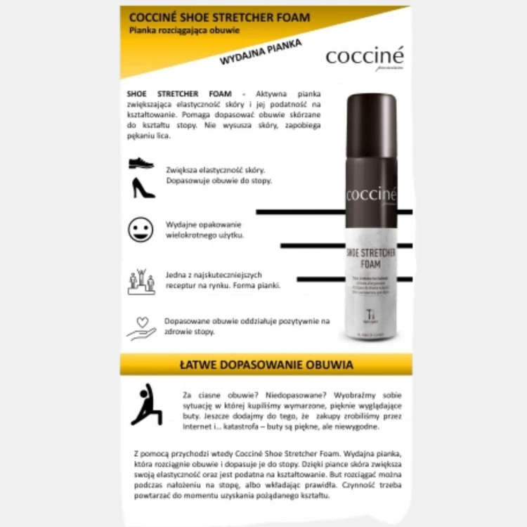 Pianka rozciągająca i dopasowująca obuwie - Cocciné Shoe Stretcher Foam 75 ml