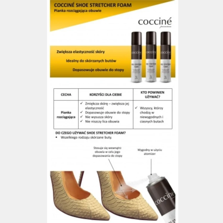 Pianka rozciągająca i dopasowująca obuwie - Cocciné Shoe Stretcher Foam 75 ml