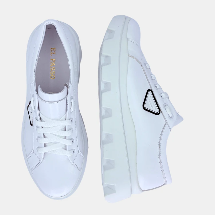 Białe sneakersy damskie na grubej podeszwie – nowoczesna elegancja El Passo