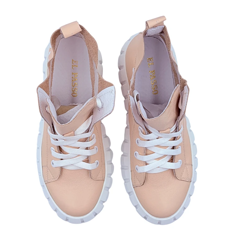 Różowe sneakersy damskie skórzane z sercem – stylowy model El Passo