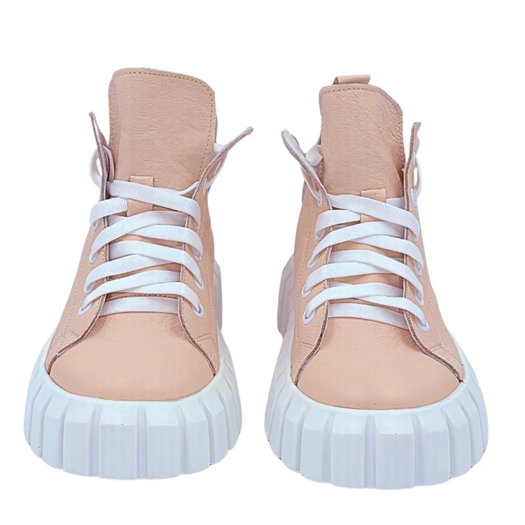 Różowe sneakersy damskie skórzane z sercem – stylowy model El Passo