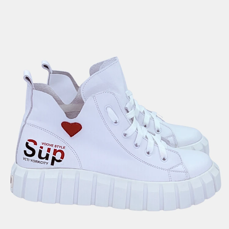 Białe sneakersy damskie skórzane z sercem – stylowy model El Passo