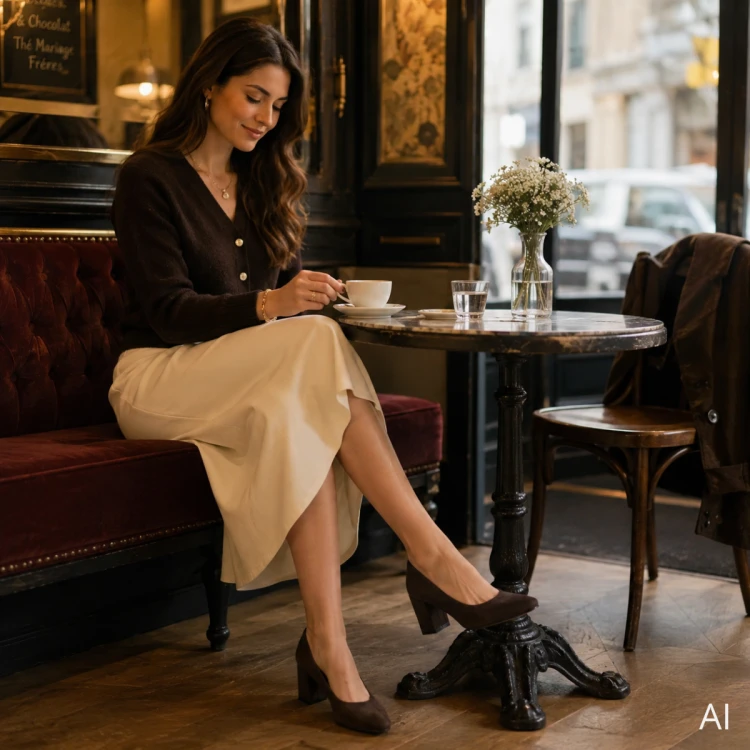 Brązowe czółenka zamszowe na słupku – elegancja i komfort | Stylowa Para