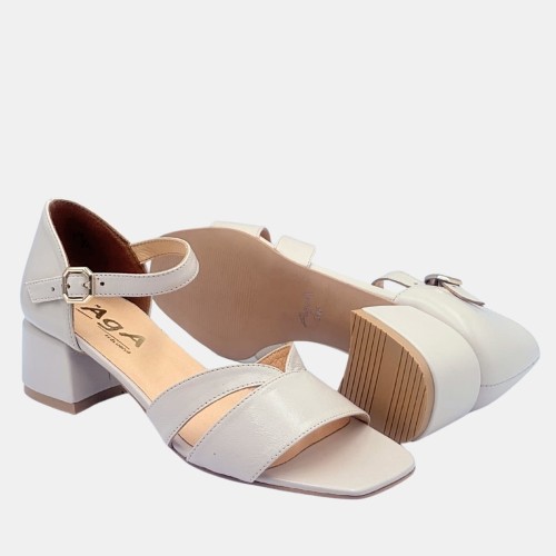 Sandały beżowe na obcasie 4,5 cm Aga