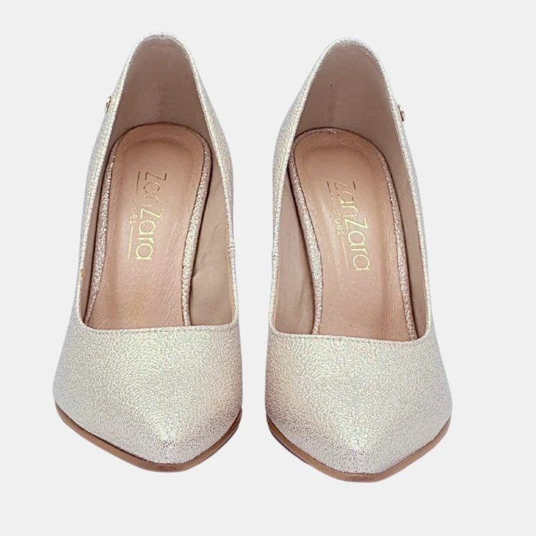 Klasyczne szpilki jasno złote Zan Zara ,obcas 9,5 cm