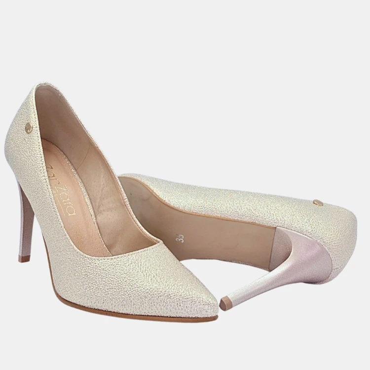 Klasyczne szpilki jasno złote Zan Zara ,obcas 9,5 cm