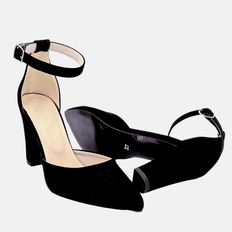 Czółenka czarne zamszowe na słupku 9 cm Zan Zara