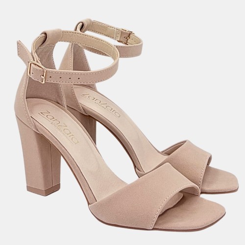 Sandały jasno beżowe na słupku Zan Zara