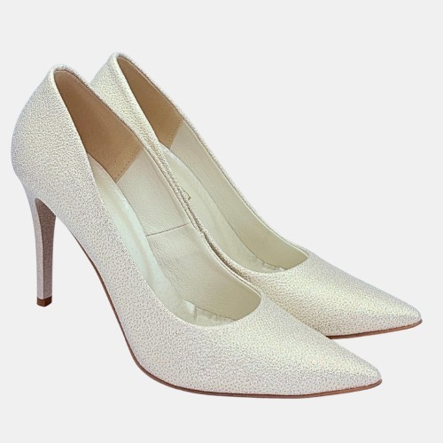 Szpilki jasno złote licowe Zan Zara,obcas 9,5 cm ,nosek szpic