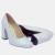 Srebrne czółenka ZAN ZARA – klocek 9 cm, migdałowy nosek, eleganckie buty na wesele i uroczystości