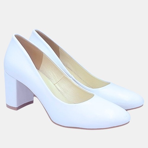 Ślubne czółenka białe licowe na klocku 691/4 Zan Zara