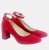 Czerwone czółenka zamszowe Zan Zara – pasek, obcas klocek 6 cm, eleganckie buty damskie na wesele i uroczystości