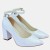 Perłowo-srebrne czółenka Zan Zara – słupek 6 cm, pasek, eleganckie buty damskie na wesele i uroczystości